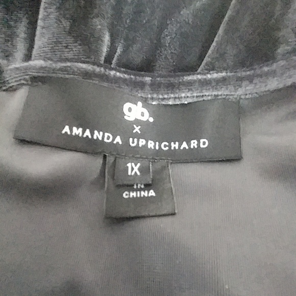 Amanda Uprichard Dress Velvet Fit Flare Gray 1X - Picture 4 of 11